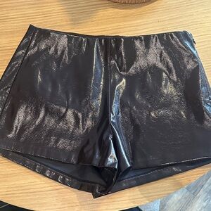 Abercrombie & Fitch Shiny Burgundy High Waist Shorts